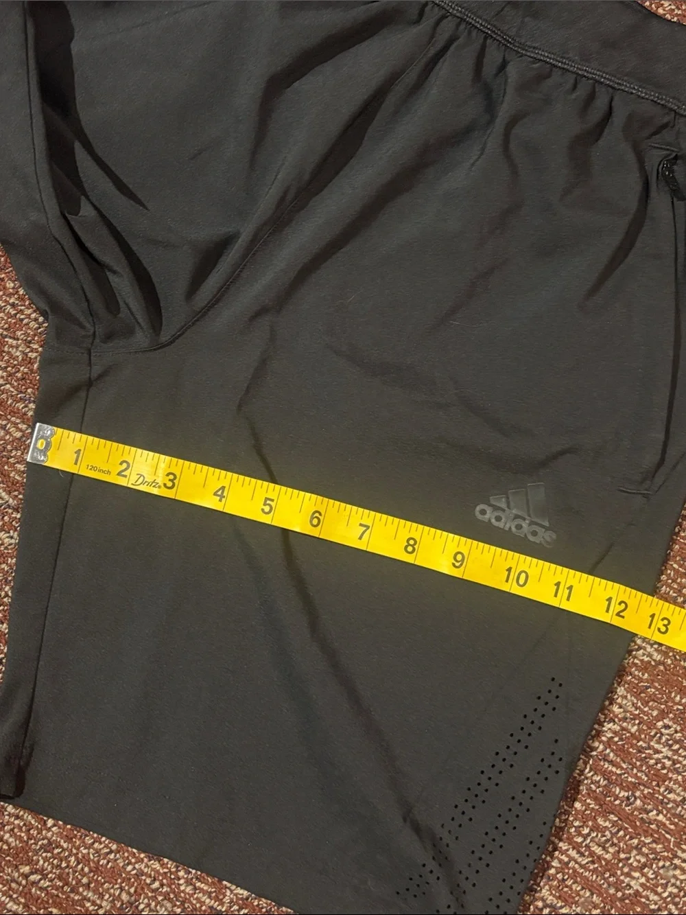Adidas long athletic shorts mesh panel breathable elastic waist basketball small